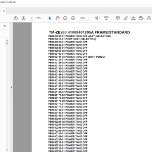 Tadano Crane TM-ZE260 41008401205A FRAMESTANDARD Parts Manual PDF