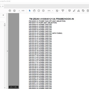 Tadano Crane TM-ZE260 41008401213A FRAME/HOOK-IN Parts Manual PDF