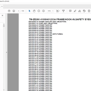 Tadano TM-ZE260 41008401253A FRAME/HOOK-IN,SAFETY EYES Parts Manual PDF