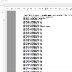 Tadano TM-ZE260 41008401254A FRAME/HOOK-IN,SAFETY EYES Parts Manual PDF
