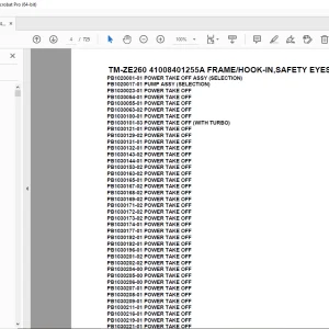 Tadano TM-ZE260 41008401255A FRAME/HOOK-IN,SAFETY EYES Parts Manual PDF