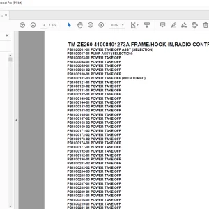 Tadano TM-ZE260 41008401273A FRAME/HOOK-IN,RADIO CONTROL Parts Manual PDF