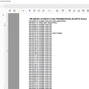 Tadano TM-ZE260 41008401316A FRAME/HOOK-IN,WITH RJ(U) Parts Manual PDF