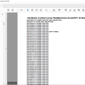 Tadano TM-ZE260 41008401354A FRAME/HOOK-IN,SAFETY EYES(U) Parts Manual PDF