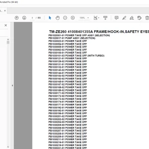 Tadano TM-ZE260 41008401355A FRAME/HOOK-IN,SAFETY EYES(U) Parts Manual PDF