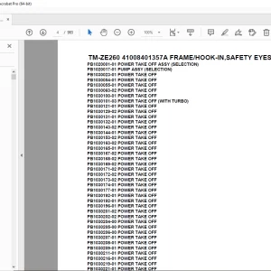 Tadano TM-ZE260 41008401357A FRAME/HOOK-IN,SAFETY EYES, RJ(U) Parts Manual PDF