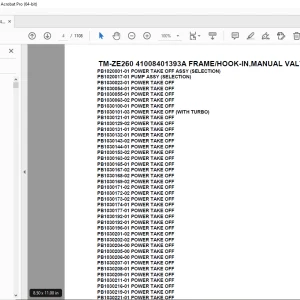 Tadano TM-ZE260 41008401393A FRAME/HOOK-IN,VALVE(U) Parts Manual PDF