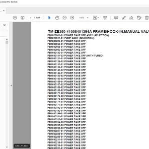 Tadano TM-ZE260 41008401394A FRAME/HOOK-IN,MANUAL VALVE(U) Parts Manual PDF