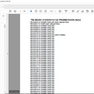 Tadano Crane TM-ZE260 41008401413A FRAME/HOOK-IN(U) Parts Manual  PDF
