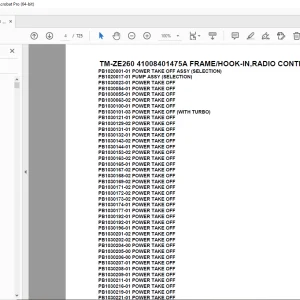 Tadano TM-ZE260 41008401475A FRAME/HOOK-IN,RADIO CONTROL Parts Manual PDF