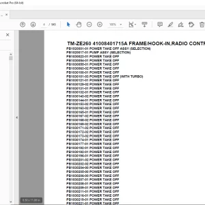 Tadano TM-ZE260 41008401715A FRAME/HOOK-IN,RADIO CONTROL, Parts Manual PDF
