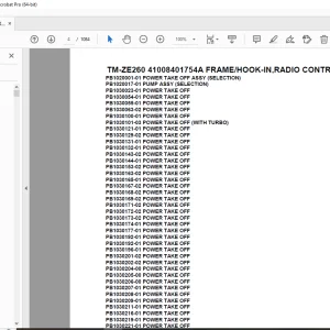 Tadano TM-ZE260 41008401754A FRAME/HOOK-IN,RADIO CONTROL Parts Manual PDF