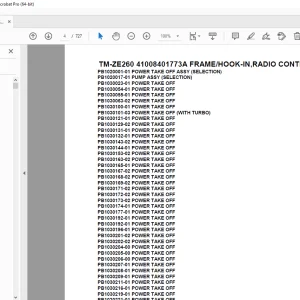 Tadano TM-ZE260 41008401773A FRAME/HOOK-IN,RADIO CONTROL Parts Manual PDF