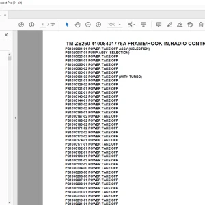 Tadano TM-ZE260 41008401775A FRAME/HOOK-IN,RADIO CONTROL, Parts Manual PDF