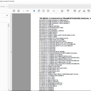 Tadano TM-ZE260 41008404003A FRAME/STANDARD,MANUAL VALVE Parts Manual PDF