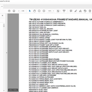 Tadano TM-ZE260 41008404004A FRAME/STANDARD,MANUAL VALVE Parts Manual PDF