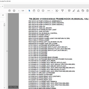 Tadano Crane TM-ZE260 41008404064A FRAME/HOOK-IN,MANUAL VALVE Parts Manual PDF