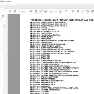 Tadano TM-ZE260 41008404067A FRAME/HOOK-IN,MANUAL VALVE Parts Manual PDF