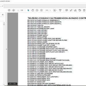Tadano TM-ZE260 41008404113A FRAME/HOOK-IN,RADIO CONTROL, Parts Manual PDF