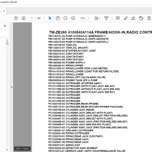 Tadano TM-ZE260 41008404114A FRAME/HOOK-IN,RADIO CONTROL Parts Manual PDF