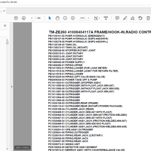 Tadano TM-ZE260 41008404117A FRAME/HOOK-IN,RADIO CONTROL Parts Manual PDF