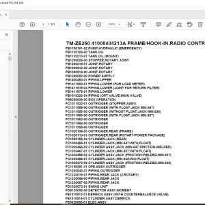 Tadano TM-ZE260 41008404213A FRAME/HOOK-IN,RADIO CONTROL Parts Manual PDF