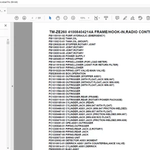 Tadano TM-ZE260 41008404214A FRAME/HOOK-IN,RADIO CONTROL Parts Manual PDF