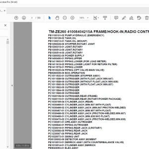 Tadano TM-ZE260 41008404215A FRAME/HOOK-IN,RADIO CONTROL, Parts Manual PDF