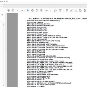 Tadano TM-ZE260 41008404216A FRAME/HOOK-IN,RADIO CONTROL Parts Manual PDF