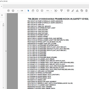 Tadano TM-ZE260 41008404456A FRAMEHOOK-IN,SAFETY EYES,RJ Parts Manual PDF