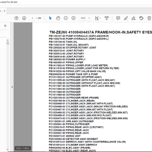 Tadano TM-ZE260 41008404457A FRAME/HOOK-IN,SAFETY EYES Parts Manual PDF