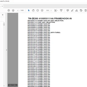Tadano Crane TM-ZE260 41008501114A FRAME/HOOK-IN Parts Manual PDF