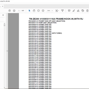 Tadano Crane TM-ZE260 41008501116A FRAME/HOOK-IN,WITH RJ Parts Manual PDF