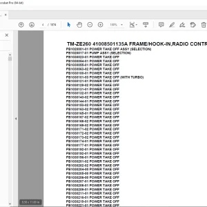 Tadano TM-ZE260 41008501135A FRAME/HOOK-IN,RADIO CONTROL Parts Manual PDF
