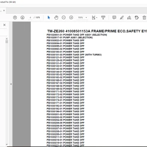 Tadano Crane TM-ZE260 41008501153A FRAME/PRIME ECO,SAFETY EYES Parts Manual PDF