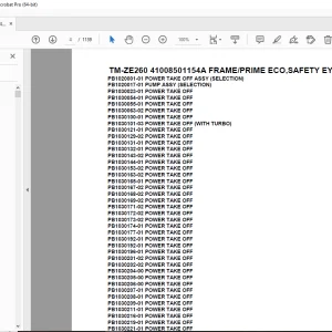 Tadano TM-ZE260 41008501154A FRAME/PRIME ECO,SAFETY EYES Parts Manual PDF