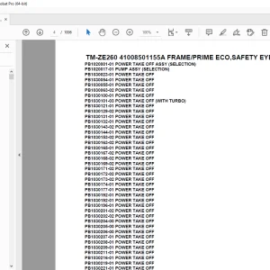 Tadano TM-ZE260 41008501155A FRAME/PRIME ECO,SAFETY EYES Parts Manual PDF