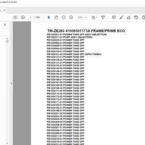 Tadano Crane TM-ZE260 41008501173A FRAME/PRIME ECO Parts Manual PDF