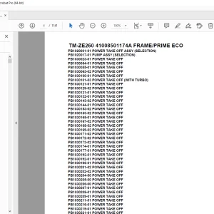 Tadano Crane TM-ZE260 41008501174A FRAME/PRIME ECO Parts Manual PDF