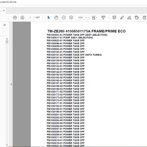 Tadano Crane TM-ZE260 41008501175A FRAME/PRIME ECO Parts Manual PDF