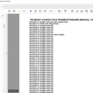 Tadano TM-ZE260 41008501183A FRAME/STANDARD,MANUAL VALVE Parts Manual PDF