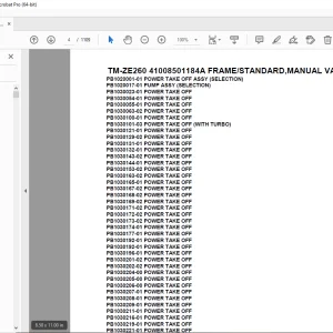 Tadano TM-ZE260 41008501184A FRAME/STANDARD,MANUAL VALVE Parts Manual PDF