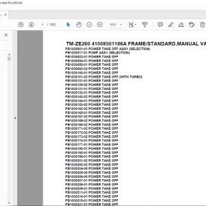 Tadano TM-ZE260 41008501186A FRAMESTANDARD,MANUAL VALVE,RJ Parts Manual PDF