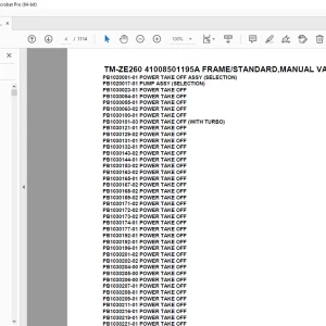 Tadano TM-ZE260 41008501195A FRAME/STANDARD, VALVE,HOOK-IN Parts Manual PDF