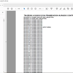 Tadano TM-ZE260 41008501235A FRAME/HOOK-IN,RADIO CONTROL Parts Manual PDF