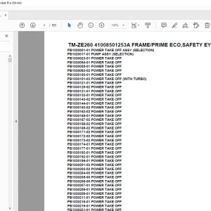 Tadano TM-ZE260 41008501253A FRAME/PRIME ECO,SAFETY EYES Parts Manual PDF