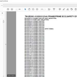 Tadano Crane TM-ZE260 41008501254A FRAME/PRIME ECO,SAFETY EYES Parts Manual PDF
