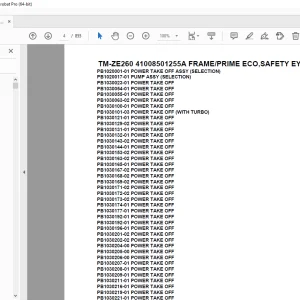 Tadano Crane TM-ZE260 41008501255A FRAME/PRIME ECO,SAFETY EYES Parts Manual PDF