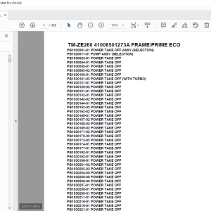 Tadano Crane TM-ZE260 41008501273A FRAME/PRIME ECO Parts Manual PDF