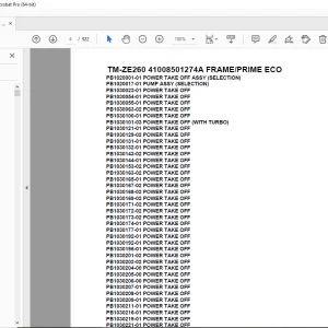 Tadano Crane TM-ZE260 41008501274A FRAME/PRIME ECO Parts Manual PDF